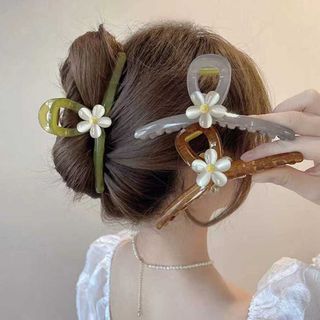 花 ヘアクリップ 大きめ バンスクリップ フラワーモチーフ ヘアアクセサリー(バレッタ/ヘアクリップ)