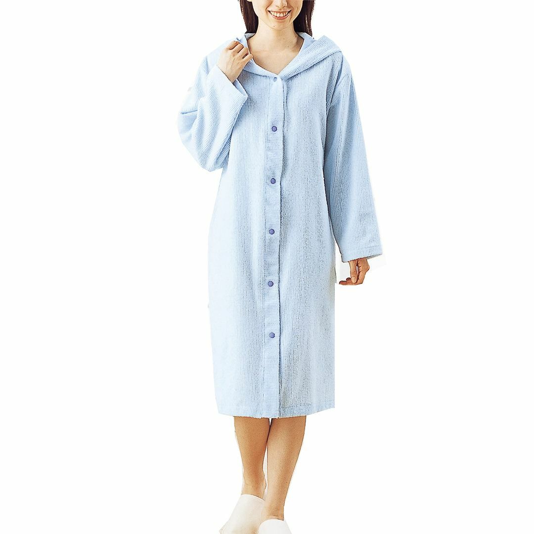 [秀英産業株式会社] 吸水速乾バスローブ ブルー レディースのファッション小物(その他)の商品写真