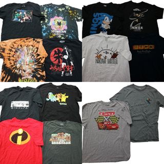 古着卸 まとめ キャラクター 半袖Tシャツ 14枚セット (メンズ XL ) カーズ ディズニー ポケモン 鬼滅の刃 ヒロアカ スポンジボブ MS6952