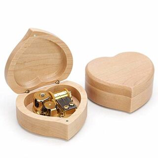 オルゴール 18弁 心型メープル木製music box 金メッキのムーブメント搭(オルゴールメリー/モービル)
