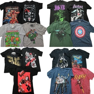 古着卸 まとめ売り マーベル DCコミック 半袖Tシャツ 15枚セット (メンズ S /M ) キャラクター 黒 グレー 赤 青 緑 MS6999(その他)