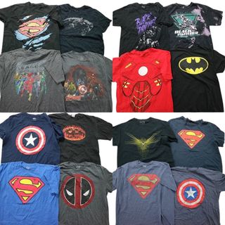 古着卸 まとめ売り マーベル DCコミック 半袖Tシャツ 16枚セット (メンズ L ) キャラクター 黒 赤 青 グレー ネイビー MS6996(その他)