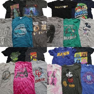 古着卸 まとめ カラーmix プリント 半袖Tシャツ 20枚セット (メンズ S ) ワンポイント 英字ロゴ プリントロゴ キャラクター 人物 MS7001(その他)