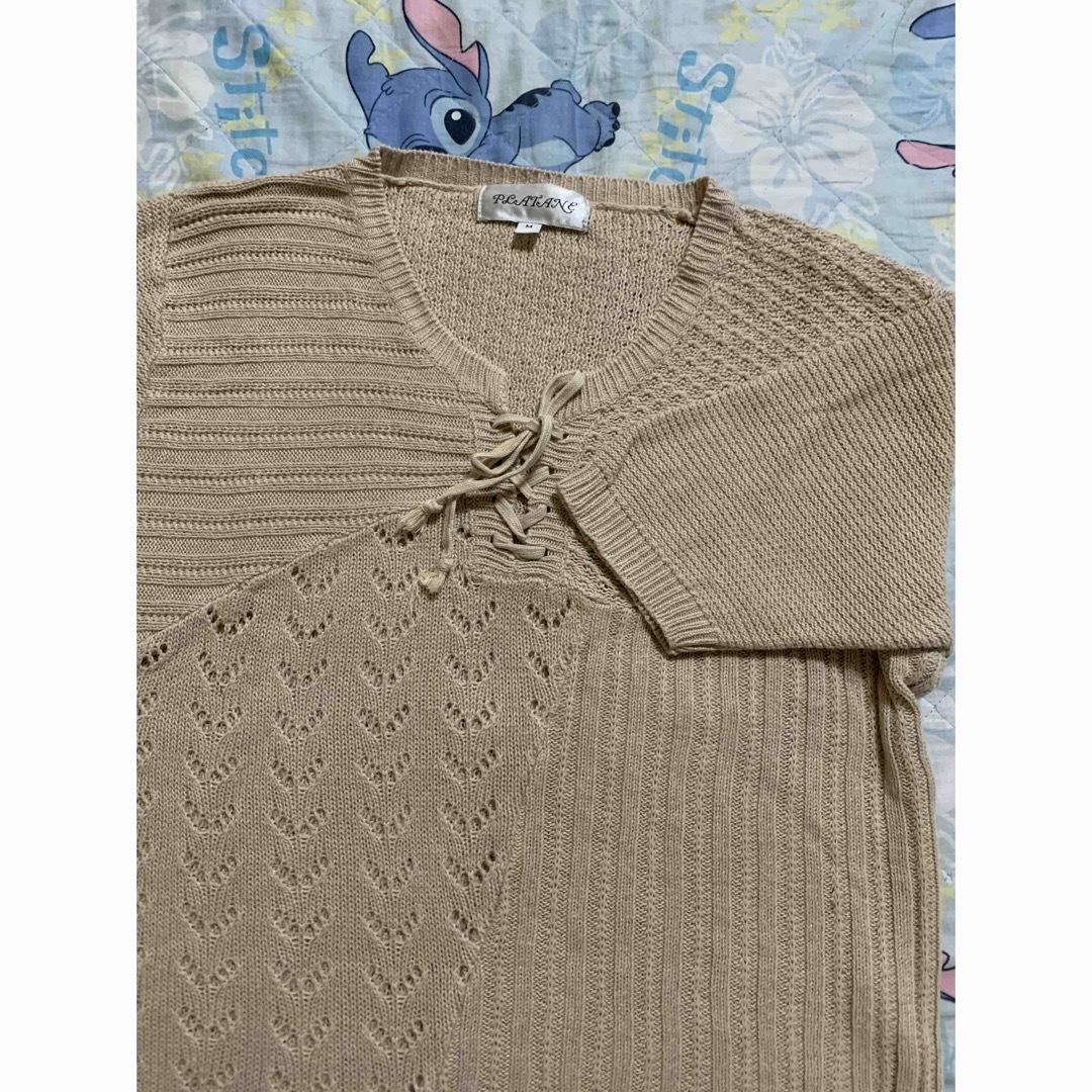 レディース　半袖ニット　トップス　麻 綿 レディースのトップス(Tシャツ(半袖/袖なし))の商品写真