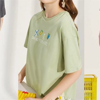 Tシャツ レディース ゆるTシャツ半袖 大きい サイズ L(Tシャツ/カットソー(半袖/袖なし))