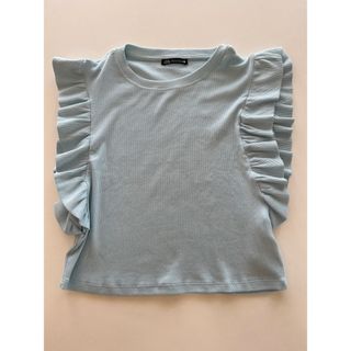 ザラ(ZARA)のZARA フリル クロップド丈 リブトップス フリルトップス(Tシャツ(半袖/袖なし))