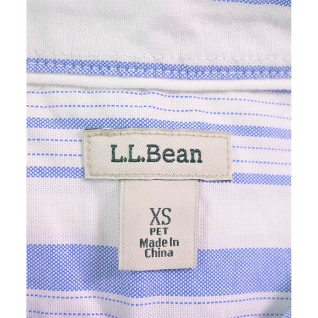 L.L.Bean(エルエルビーン)のL.L.Bean エルエルビーン カジュアルシャツ XS 白x水色(ストライプ) 【古着】【中古】 レディースのトップス(シャツ/ブラウス(長袖/七分))の商品写真