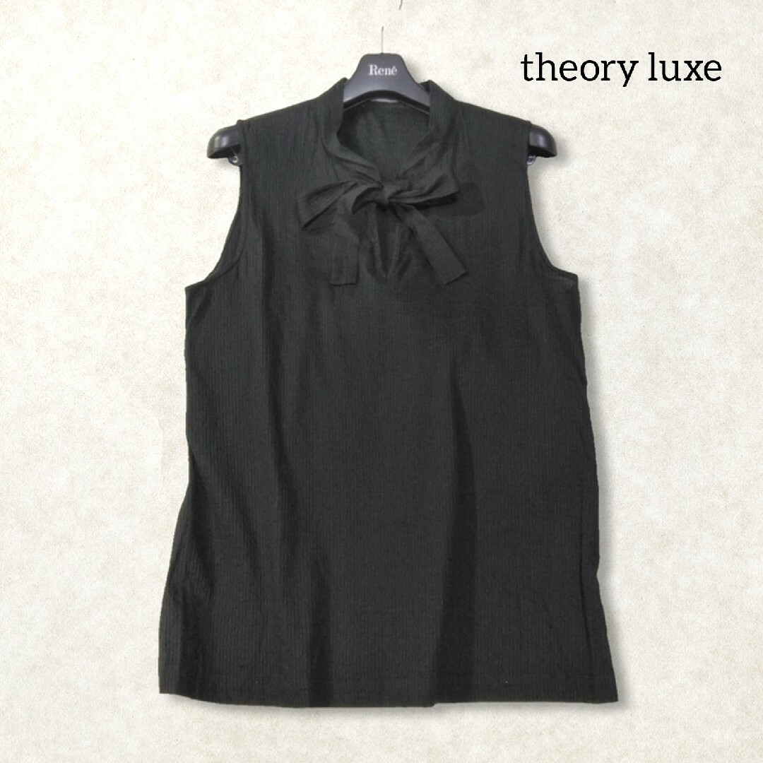 Theory luxe(セオリーリュクス)のセオリー リュクス ✿ ボウタイ ノースリーブ トップス M ブラック 春夏 レディースのトップス(カットソー(半袖/袖なし))の商品写真