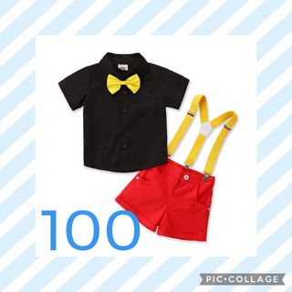 子ども服 ミッキー 100cm 4点セット コスプレ 男女兼用　仮装　キッズ(Tシャツ/カットソー)