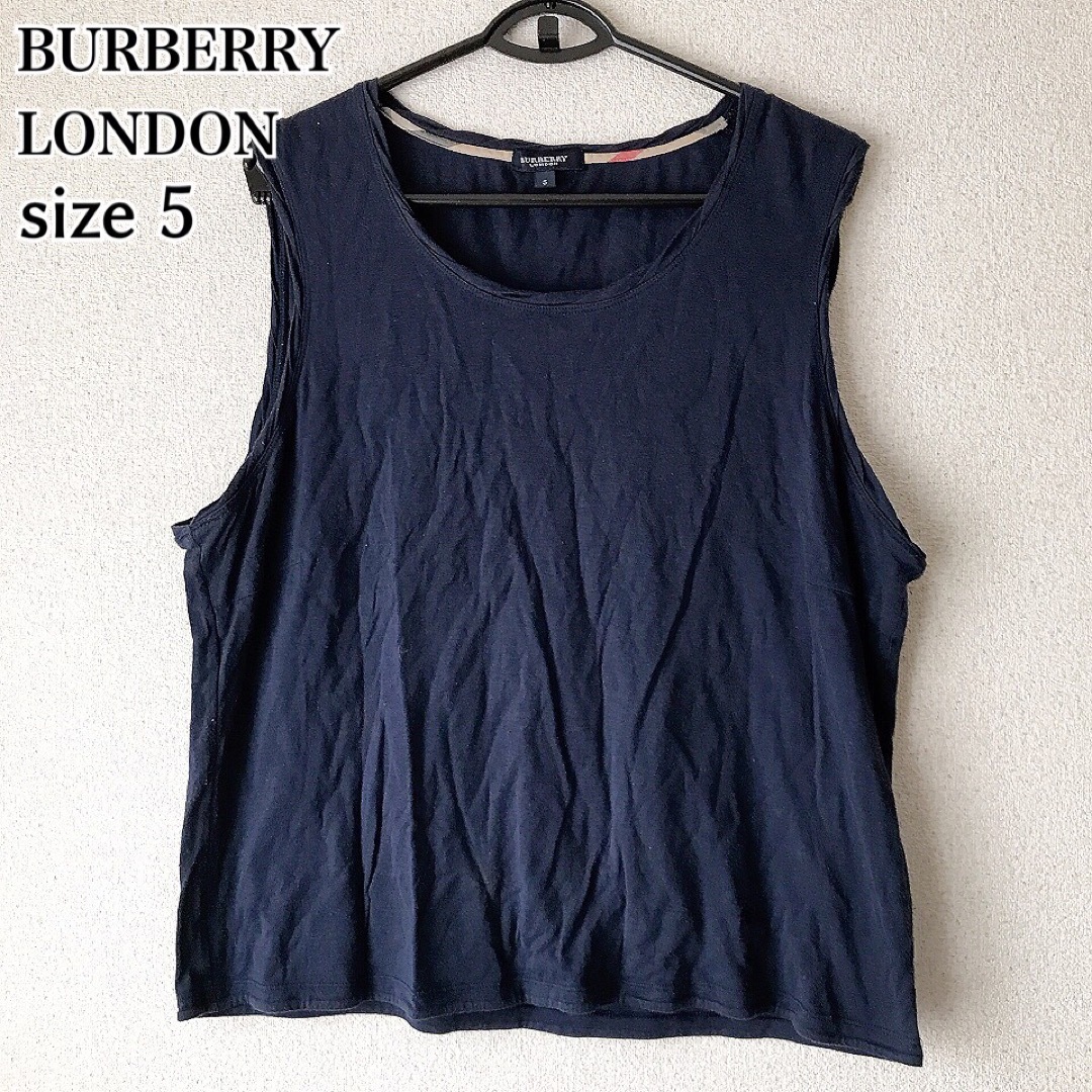 BURBERRY(バーバリー)のBURBERRY LONDON バーバリー タンクトップ　カットソー 紺 レディースのトップス(カットソー(半袖/袖なし))の商品写真