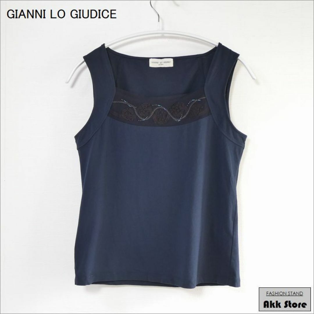 GIANNI LO GIUDICE(ジャンニロジュディチェ)のGIANNI LO GIUDICE スクエアネック タンクトップ 日本製 LL レディースのトップス(タンクトップ)の商品写真