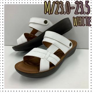 m/23.0-23.5レディース 新品バックストラップサンダル  white(サンダル)