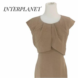 INTERPLANET  レディース　膝丈ワンピース　ノースリーブ　ブラウン 