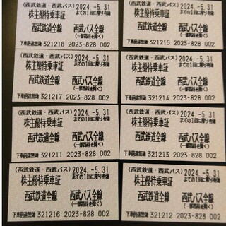 西武鉄道株主優待チケット8券片(鉄道乗車券)