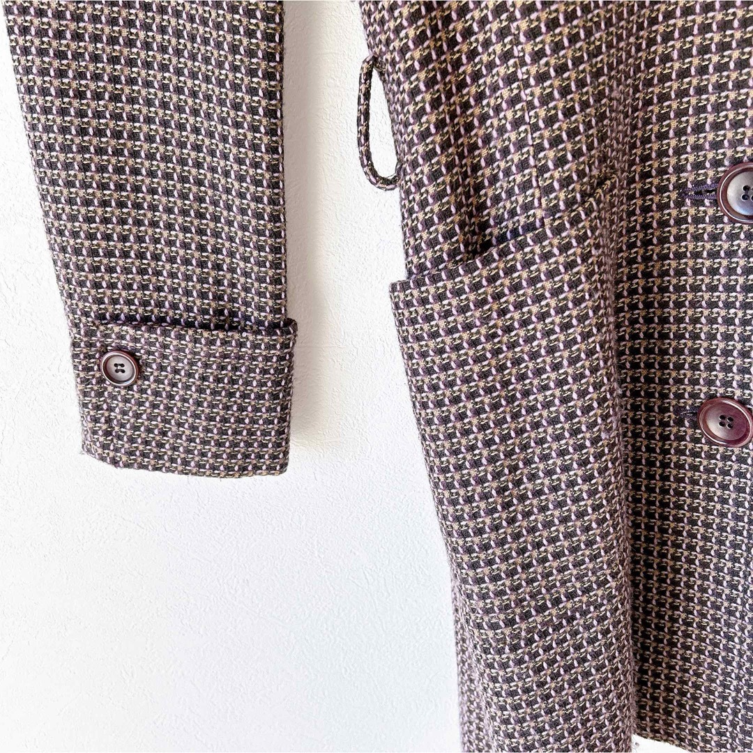 MARELLA マレーラ ツイード ロングコート イタリア ベルト付 裏地 派手 レディースのジャケット/アウター(ロングコート)の商品写真