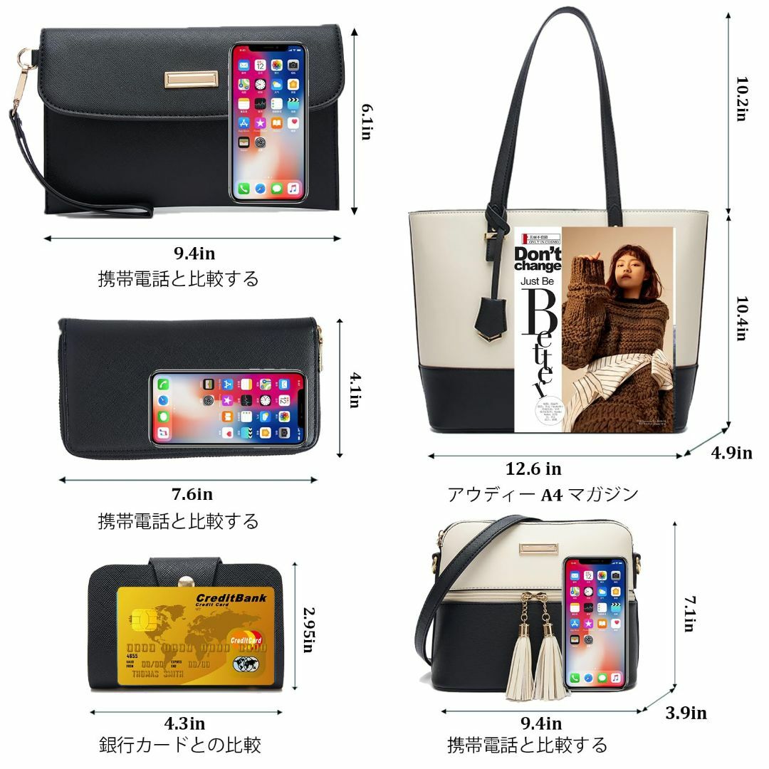 【色: 3-黒、白】[TcIFE]レディースハンドバッグ ショルダーバッグ 通勤 レディースのバッグ(その他)の商品写真