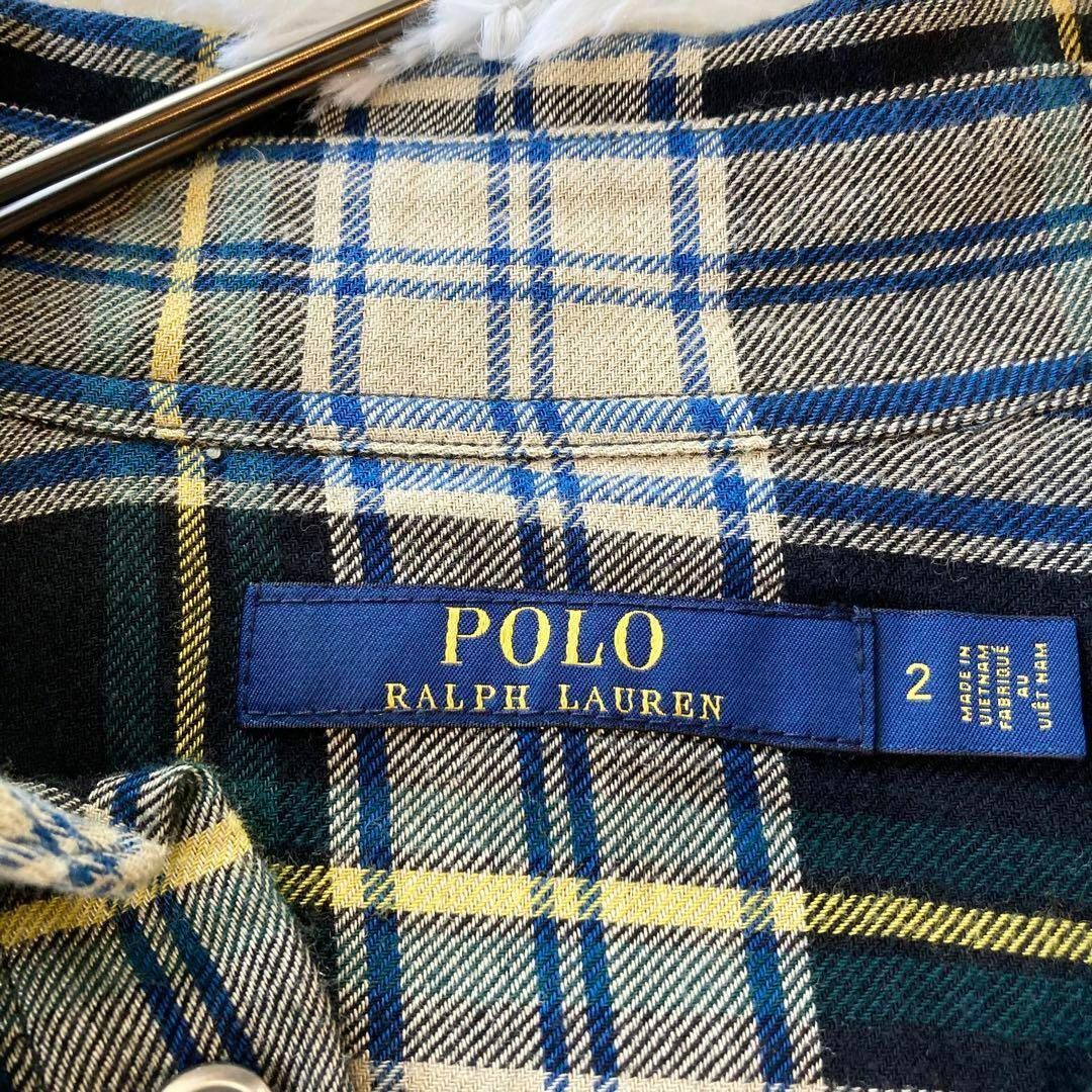 POLO RALPH LAUREN(ポロラルフローレン)の【美品】ポロラルフローレン チェック 長袖シャツワンピース マキシ丈 ベルト付き レディースのワンピース(ロングワンピース/マキシワンピース)の商品写真