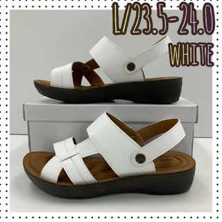 L/23.5-24.0レディース 新品バックストラップサンダル  white　白(サンダル)