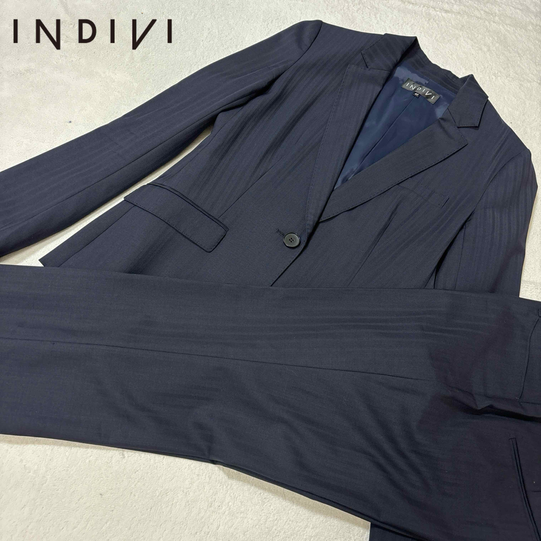 INDIVI(インディヴィ)のINDIV インディヴィ　レディース　パンツスーツ　セットアップ　Lサイズ レディースのフォーマル/ドレス(スーツ)の商品写真