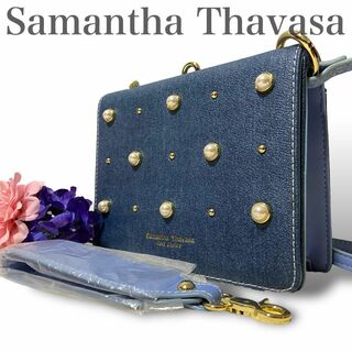 サマンサタバサプチチョイス(Samantha Thavasa Petit Choice)の美品✨サマンサタバサ　ショルダーバッグ　デニム　装飾　ブルー(ショルダーバッグ)