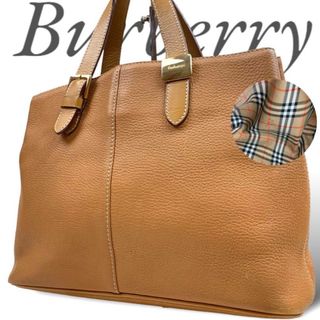 バーバリー(BURBERRY)のバーバリー BURBERRY レザー チェック柄 ハンドバッグ ゴールド金具 茶(ハンドバッグ)