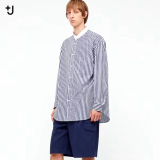 UNIQLO - ユニクロ+J スーピマコットンオーバーサイズスタンドカラーシャツ M