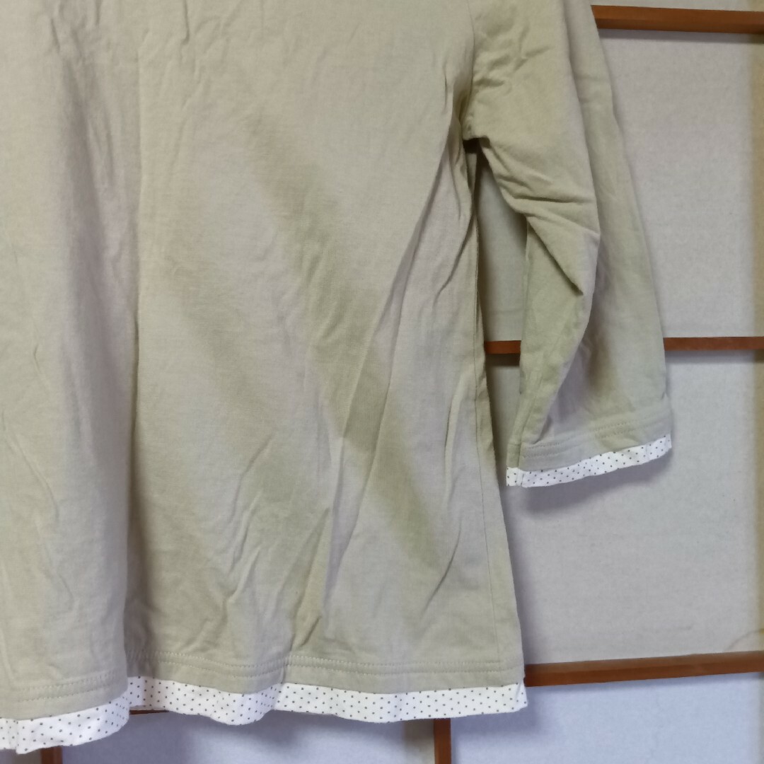 うぐいす色　七分袖カットソーL レディースのトップス(カットソー(長袖/七分))の商品写真