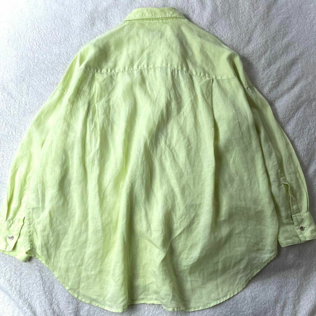 Spick & Span(スピックアンドスパン)のスピックアンドスパン 麻 リネン ビッグシャツ ブラウス オーバーサイズ  黄緑 レディースのトップス(シャツ/ブラウス(長袖/七分))の商品写真