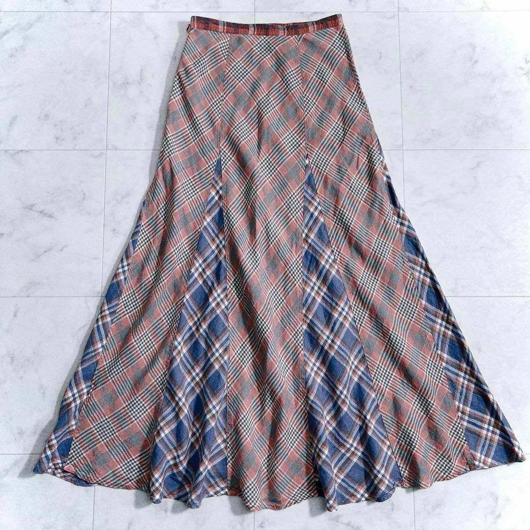POLO RALPH LAUREN(ポロラルフローレン)のポロラルフローレン プラッド リネン Aライン ロングスカート チェック レディースのスカート(ロングスカート)の商品写真