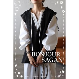 ボンジュールサガン(BONJOUR SAGAN)のBonjour sagan  ツイードフリンジディープVベスト(ベスト/ジレ)