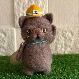 羊毛フェルト　ハンドメイド　おっさん猫