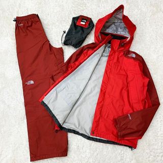 ザノースフェイス(THE NORTH FACE)のザノースフェイス　レインテックスフライト　セットアップ　ゴアテックス　レッド　L(登山用品)