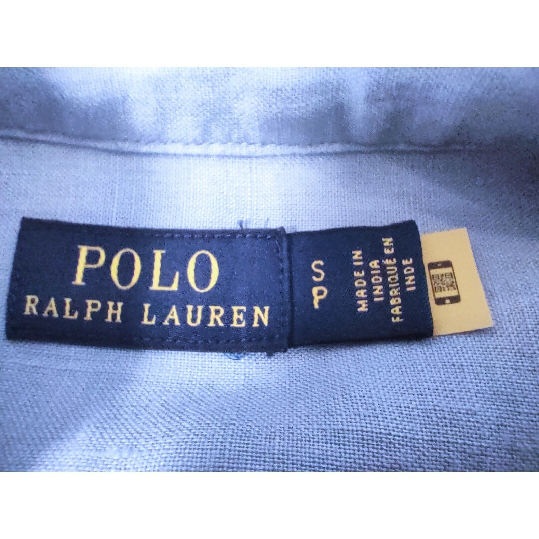 POLO RALPH LAUREN(ポロラルフローレン)のポロラルフローレン POLO刺繍 リネンシャツ ブルー レディースのトップス(シャツ/ブラウス(長袖/七分))の商品写真