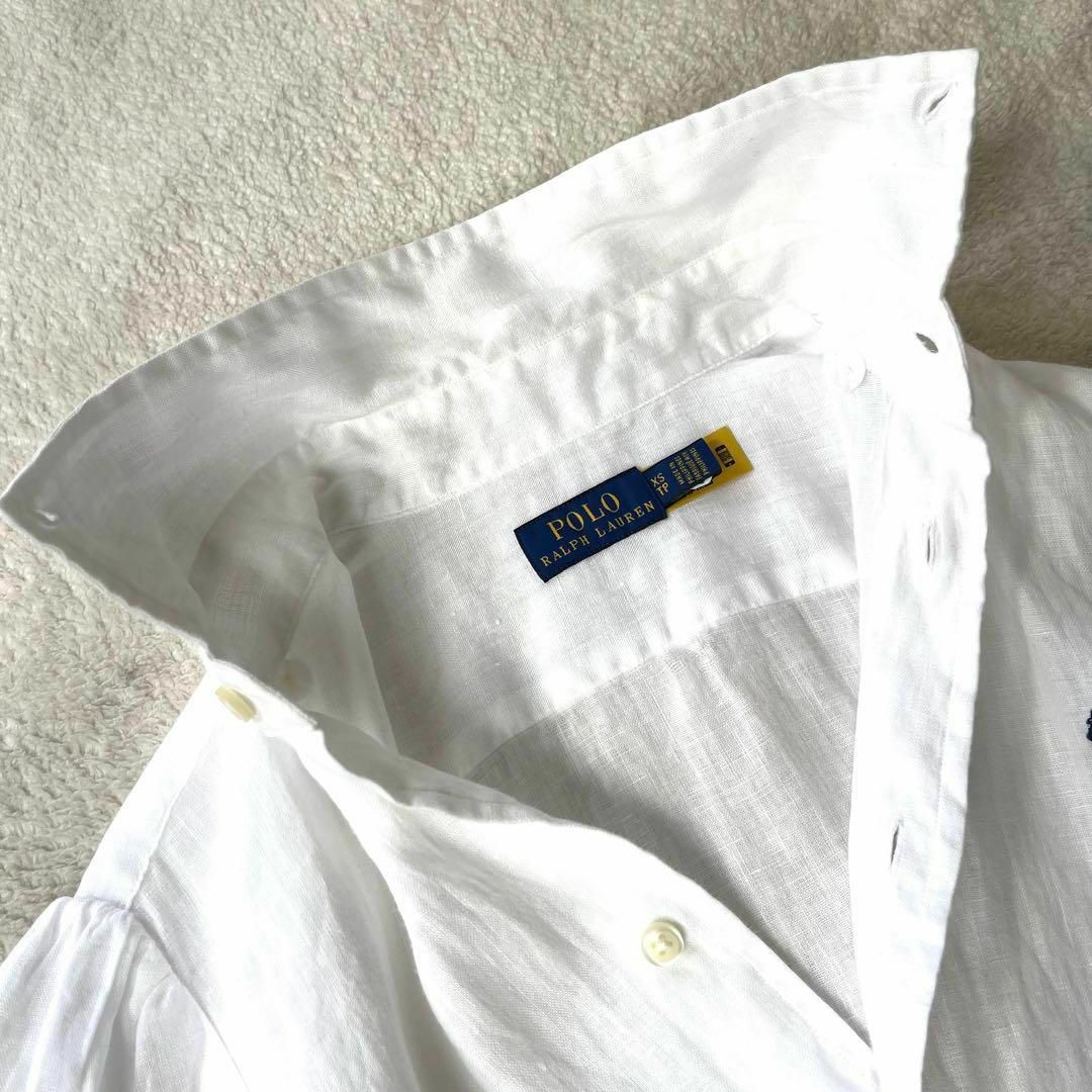 POLO RALPH LAUREN(ポロラルフローレン)の美品 ポロラルフローレン 麻リネン100% 半袖 シャツ 白ホワイト サイズXS レディースのトップス(シャツ/ブラウス(半袖/袖なし))の商品写真