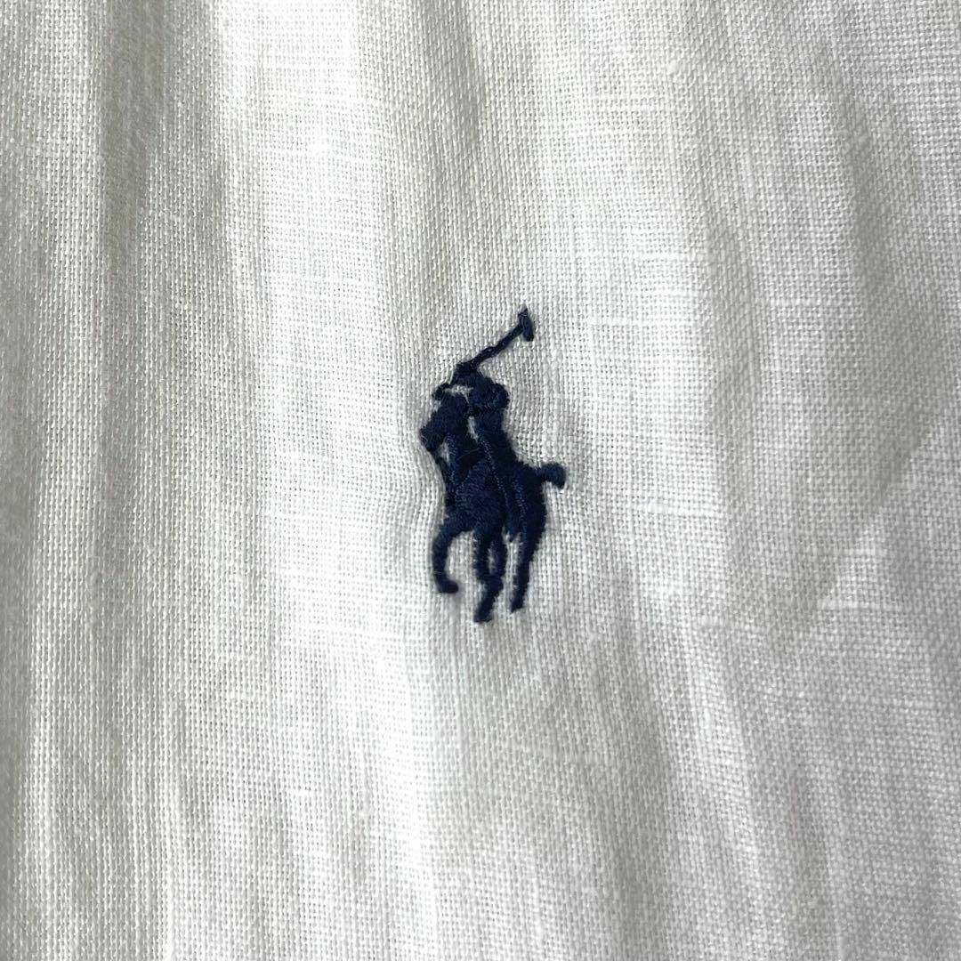 POLO RALPH LAUREN(ポロラルフローレン)の美品 ポロラルフローレン 麻リネン100% 半袖 シャツ 白ホワイト サイズXS レディースのトップス(シャツ/ブラウス(半袖/袖なし))の商品写真