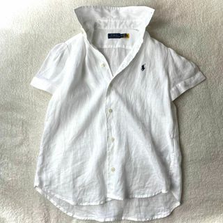 POLO RALPH LAUREN - 美品 ポロラルフローレン 麻リネン100% 半袖 シャツ 白ホワイト サイズXS