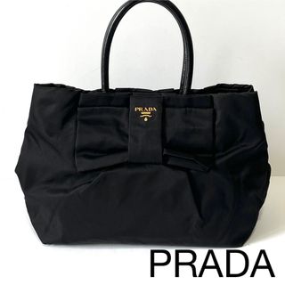 PRADA - 【美品】PRADA プラダ　リボン　ハンドバッグ　トートバッグ　ナイロン×レザー