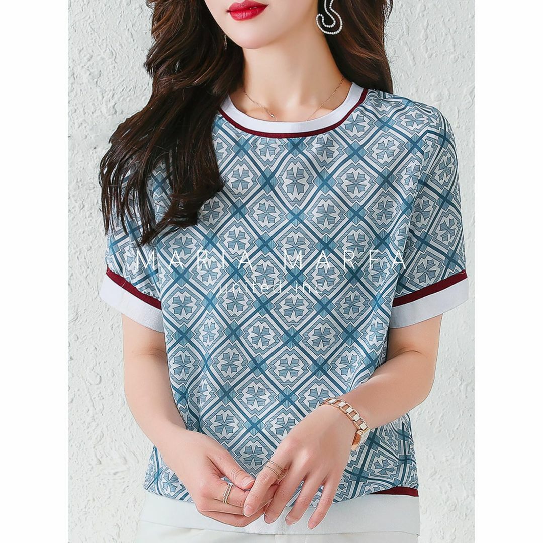 [MARIA MARFA] 総柄 エレガント カットソー Tシャツ 半袖 きれい レディースのファッション小物(その他)の商品写真