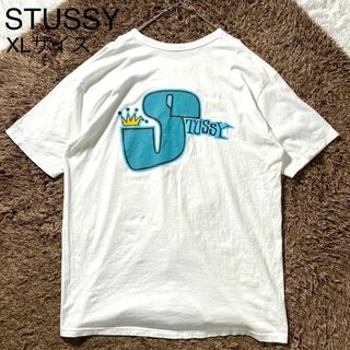 ステューシー(STUSSY)の★美品 STUSSY ステューシー Tシャツ 折れクラウン メキシコ製 白 XL(Tシャツ/カットソー(半袖/袖なし))