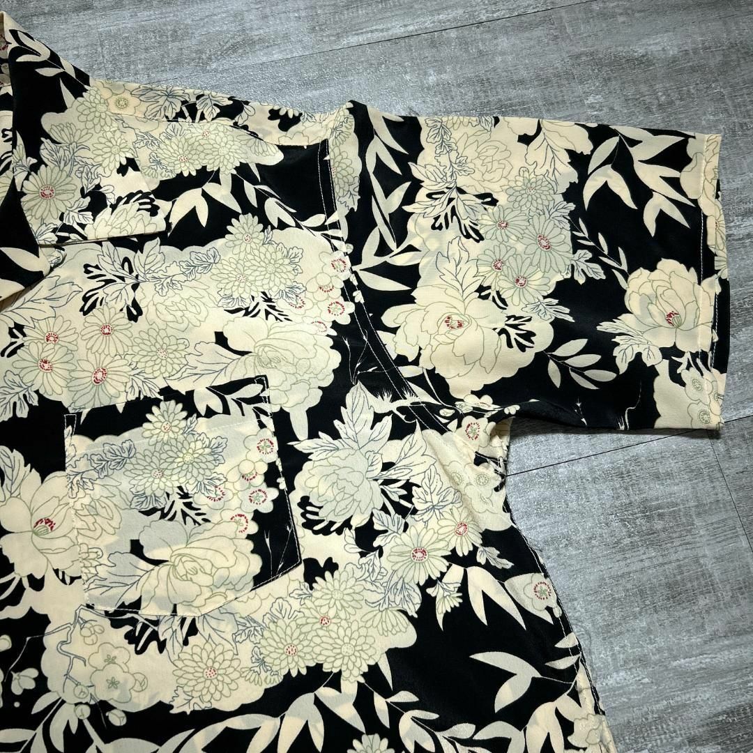 美品 和柄 アロハシャツ ポリエステル 花柄 3L 大きいサイズ オープンカラー メンズのトップス(Tシャツ/カットソー(半袖/袖なし))の商品写真