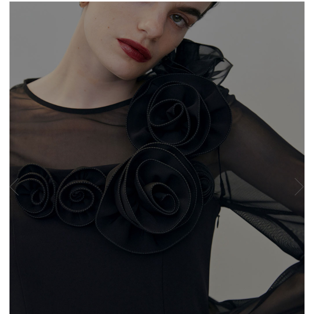 Ameri VINTAGE(アメリヴィンテージ)のCHERRY ROSE DRESS  ブラック　S レディースのワンピース(ロングワンピース/マキシワンピース)の商品写真