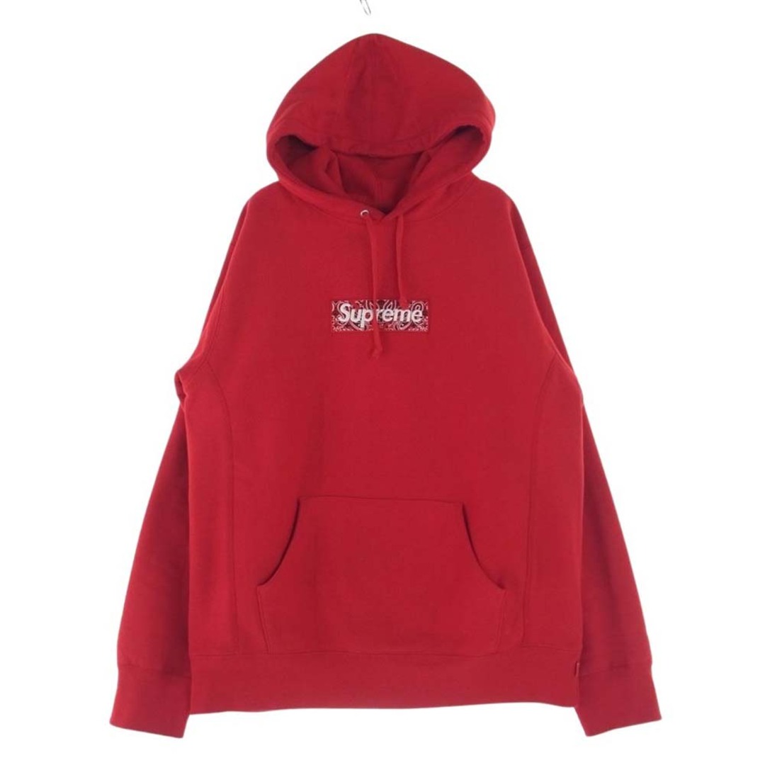 Supreme(シュプリーム)のSupreme シュプリーム パーカー 19AW Bandana Box Logo Hooded Sweatshirt バンダナ ボックスロゴ パーカー フーディー ペイズリー柄 レッド系 M【中古】 メンズのトップス(パーカー)の商品写真