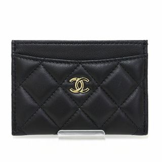 シャネル(CHANEL)のシャネル クラシック カードケース ラムスキン ブラック ゴールド金具 AP0213 マトラッセ ココマーク 未使用品(財布)