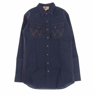 ラングラー(Wrangler)のWrangler ラングラー 長袖シャツ M5027-00 27MW BLUE BELL ブルーベル ヴィンテージ 復刻 デニム ウェスタン 長袖 シャツ リジット インディゴブルー系 M【新古品】【未使用】【中古】(シャツ)