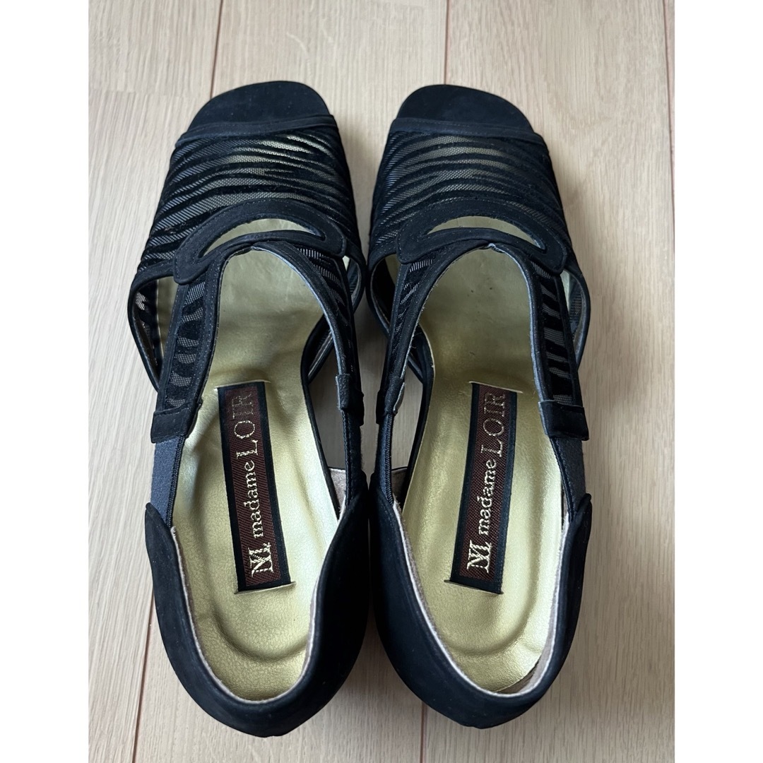 madame  LOIR サンダル　ブラック　ゼブラ　23、5センチ　箱付き レディースの靴/シューズ(サンダル)の商品写真