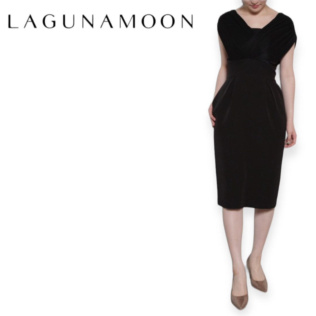 LagunaMoon(ラグナムーン)のLAGUNAMOON LADYエスパンディカシュクールドレス　ブラック　S 新品 レディースのフォーマル/ドレス(その他)の商品写真