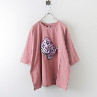 スカラー(ScoLar)の新品 未使用 スカラー ScoLar 322022 クマサーディンアップリケTシャツ M/ピンク トップス TEE カットソー【2400013846639】(Tシャツ(半袖/袖なし))