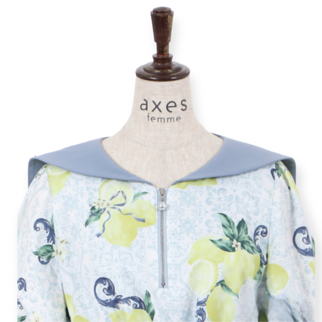 axes femme(アクシーズファム)のアクシーズ　ファム axes femme レモン×タイル柄セーラーＯＰ　新品 レディースのワンピース(ひざ丈ワンピース)の商品写真