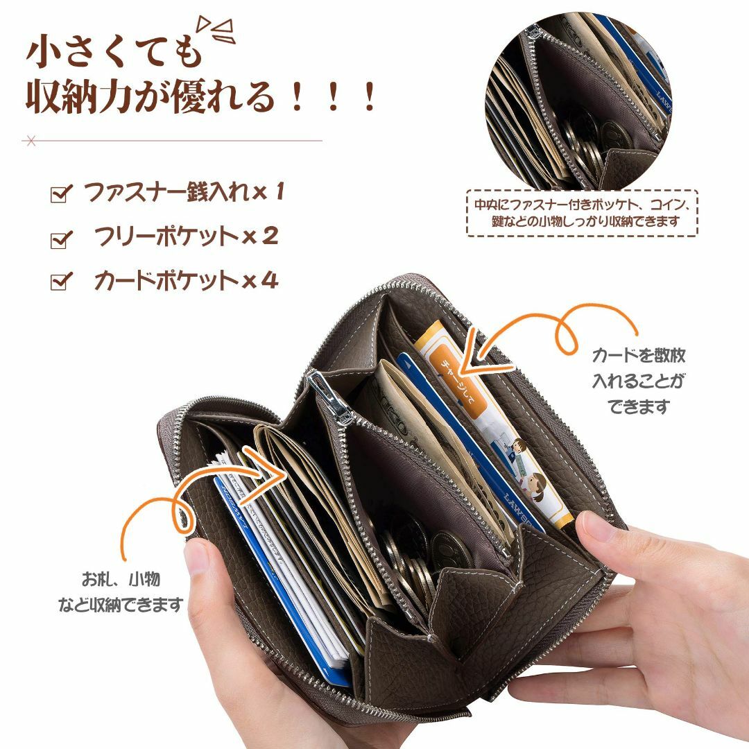 【色: グレー】[aidayi] ミニ財布 レディース 本革 コンパクト財布 メ レディースのバッグ(その他)の商品写真