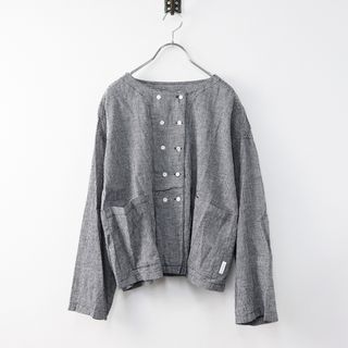 ネストローブ(nest Robe)の美品 2024SS 今季 ネストローブ nest Robe UpcycleLino ギンガムシャツジャケット F/ブラック トップス 羽織り 前開き【2400013850131】(その他)